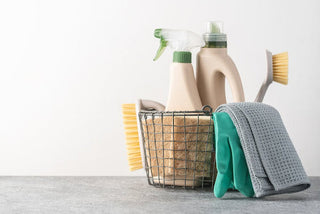 basket of household cleaners